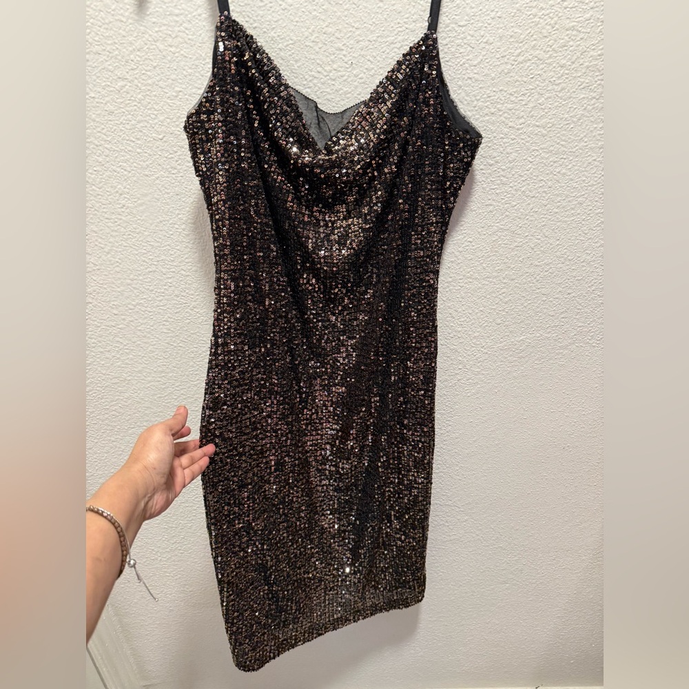 NWT White House Black Market Bronze Sequin Slip Dress